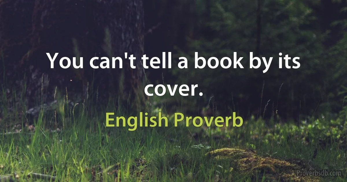 You can't tell a book by its cover. (English Proverb)