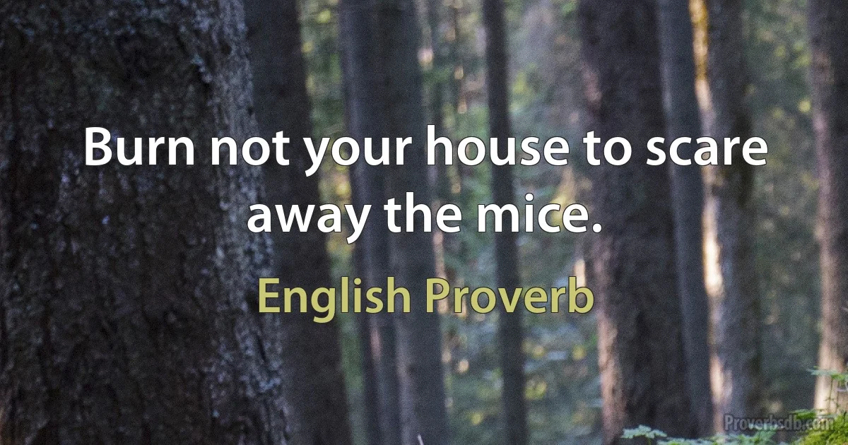 Burn not your house to scare away the mice. (English Proverb)