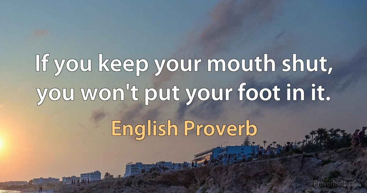 If you keep your mouth shut, you won't put your foot in it. (English Proverb)