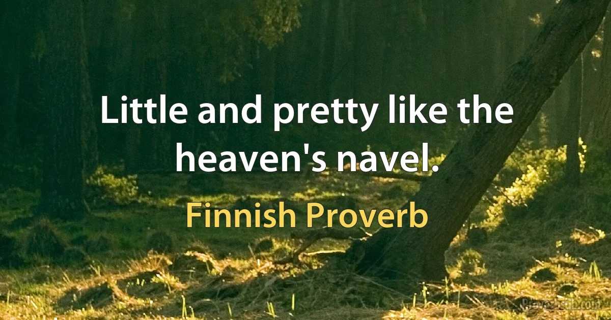 Little and pretty like the heaven's navel. (Finnish Proverb)