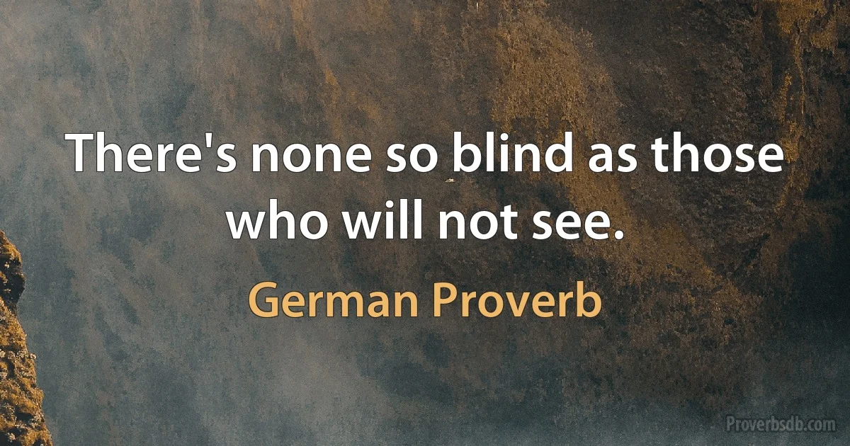 There's none so blind as those who will not see. (German Proverb)