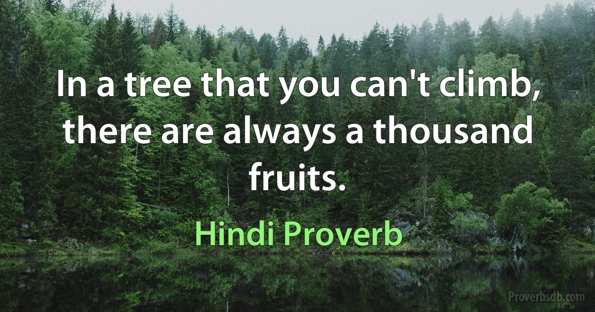 In a tree that you can't climb, there are always a thousand fruits. (Hindi Proverb)