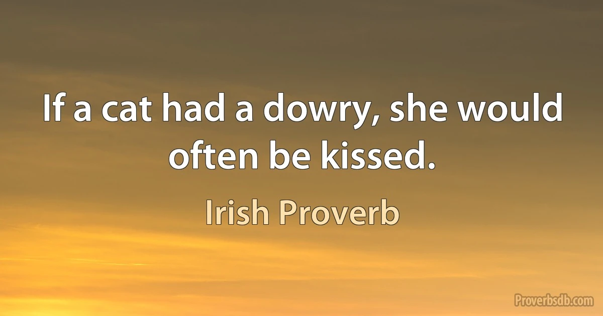 If a cat had a dowry, she would often be kissed. (Irish Proverb)