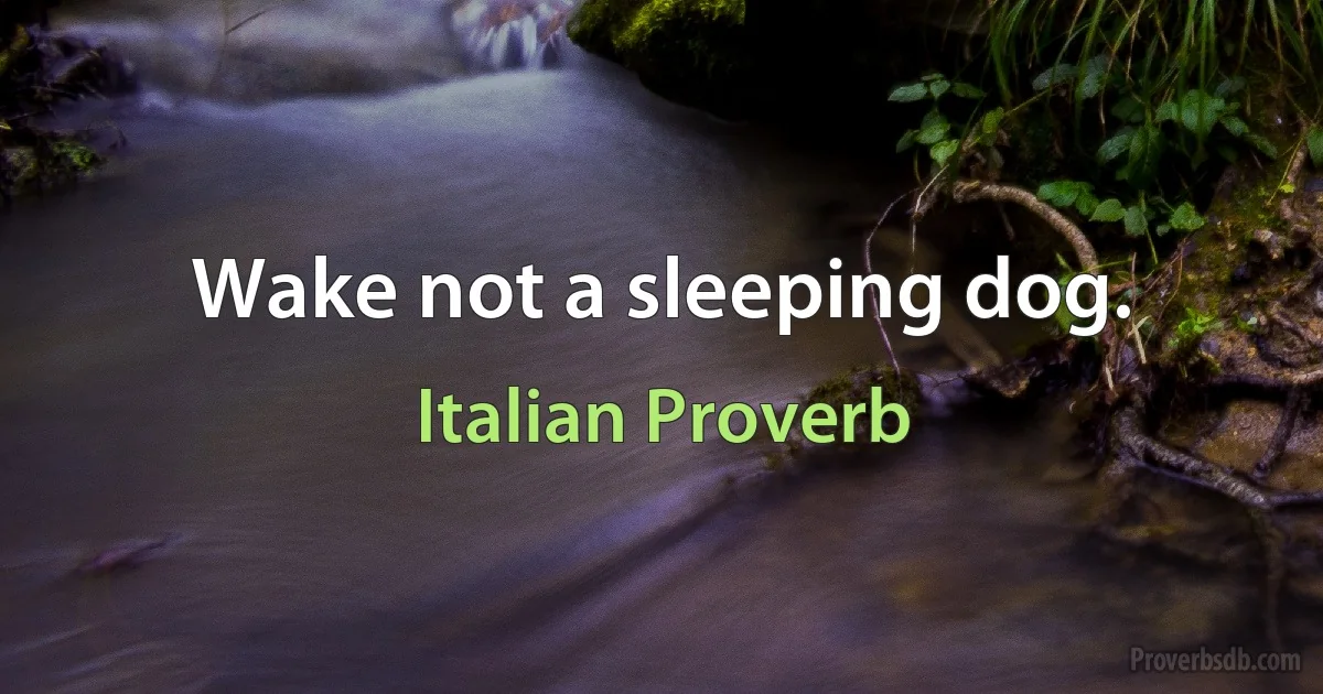 Wake not a sleeping dog. (Italian Proverb)