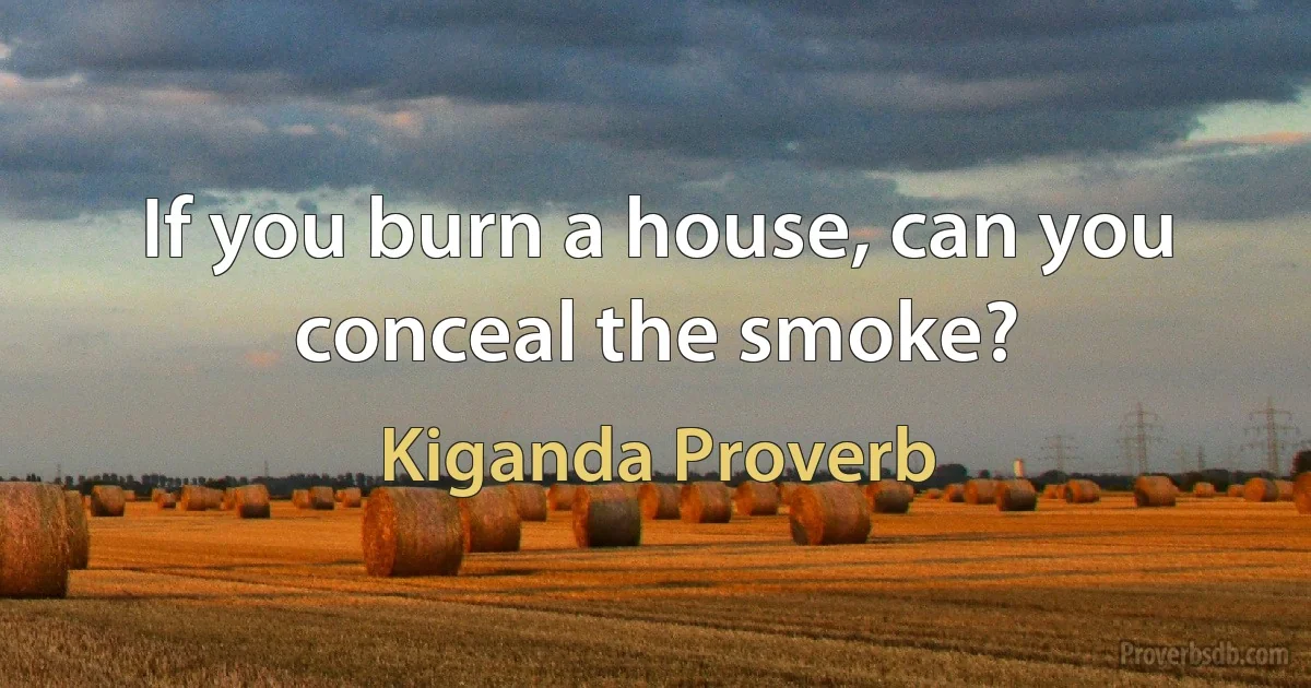 If you burn a house, can you conceal the smoke? (Kiganda Proverb)