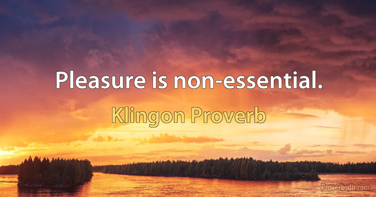 Pleasure is non-essential. (Klingon Proverb)