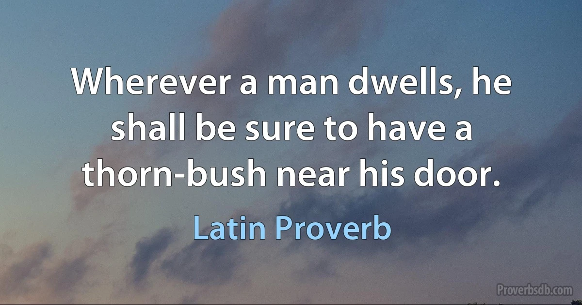 Wherever a man dwells, he shall be sure to have a thorn-bush near his door. (Latin Proverb)