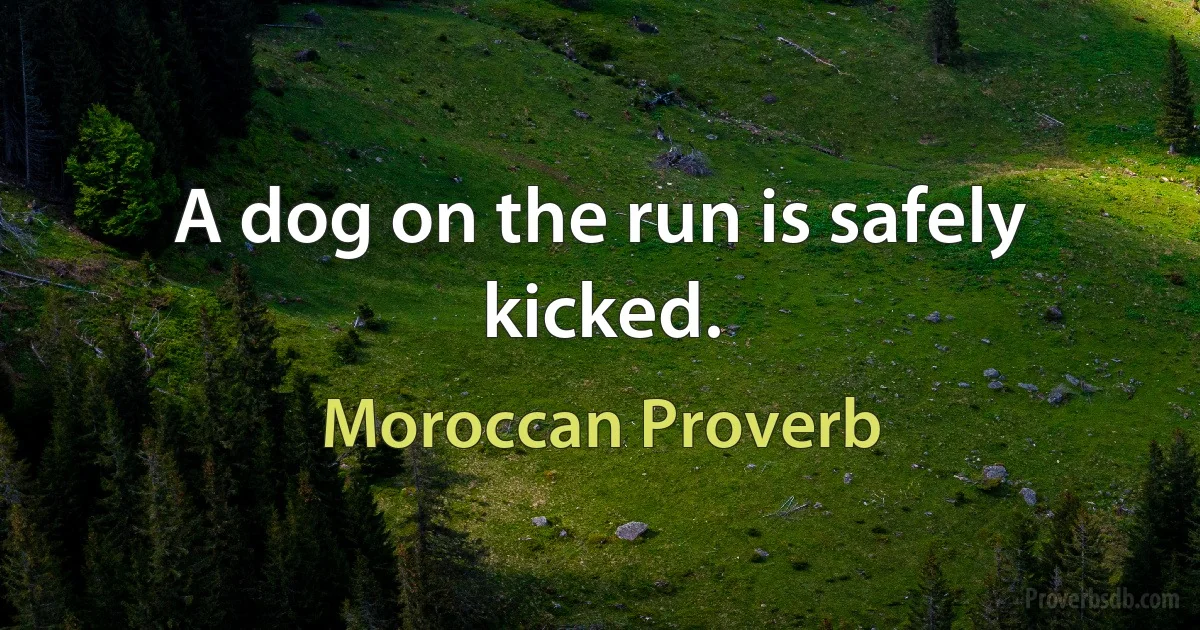 A dog on the run is safely kicked. (Moroccan Proverb)