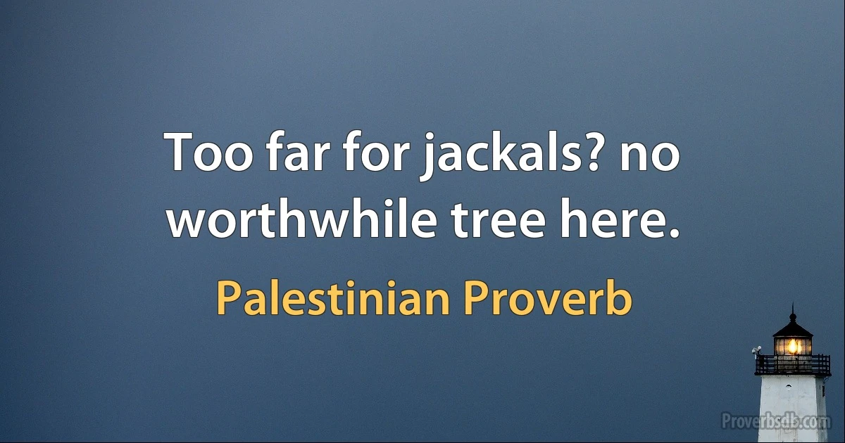 Too far for jackals? no worthwhile tree here. (Palestinian Proverb)