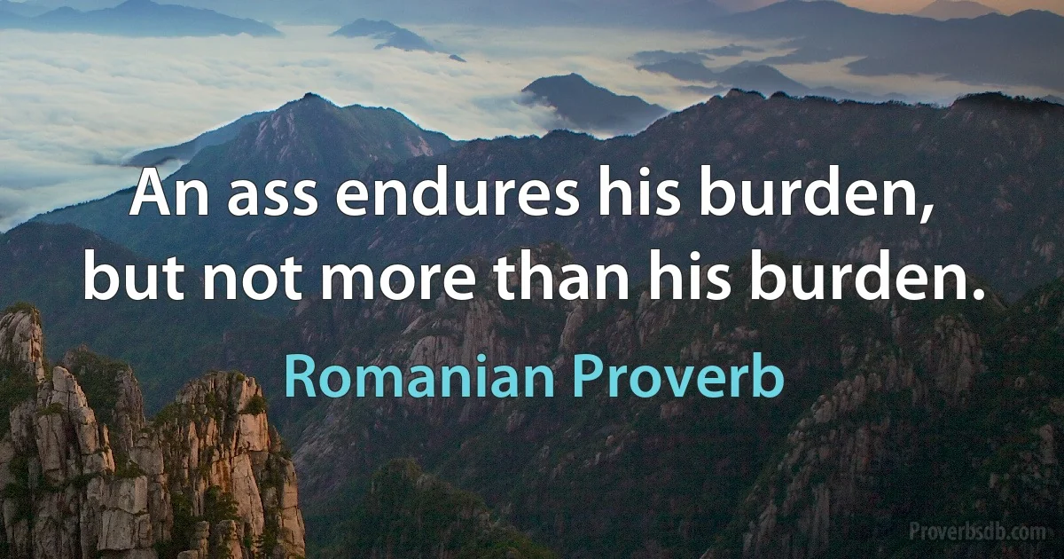 An ass endures his burden, but not more than his burden. (Romanian Proverb)