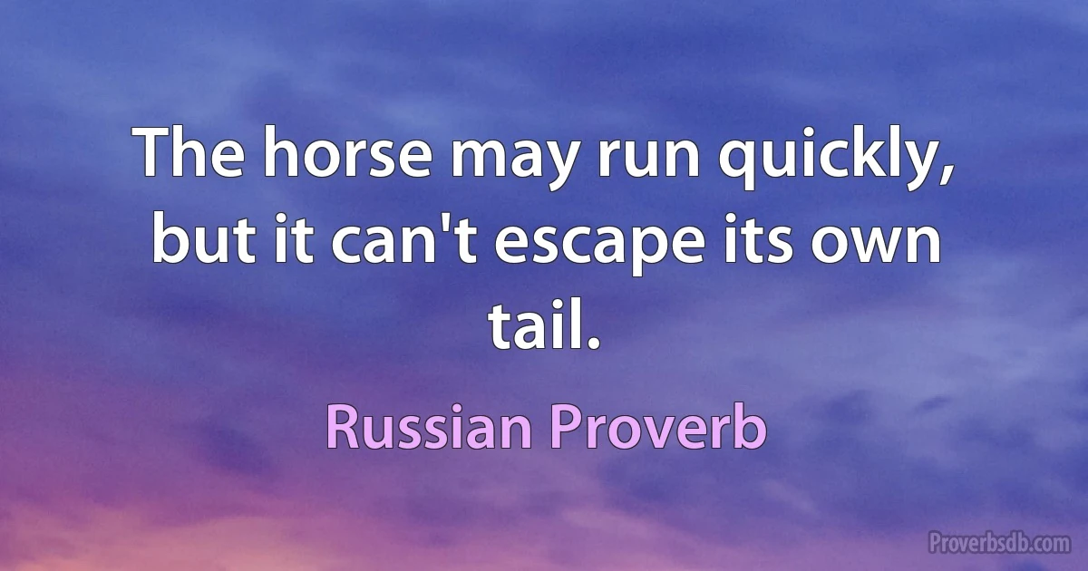 The horse may run quickly, but it can't escape its own tail. (Russian Proverb)