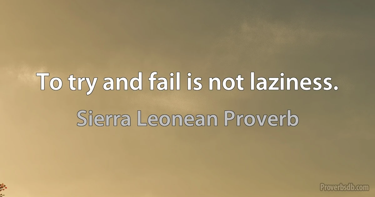 To try and fail is not laziness. (Sierra Leonean Proverb)