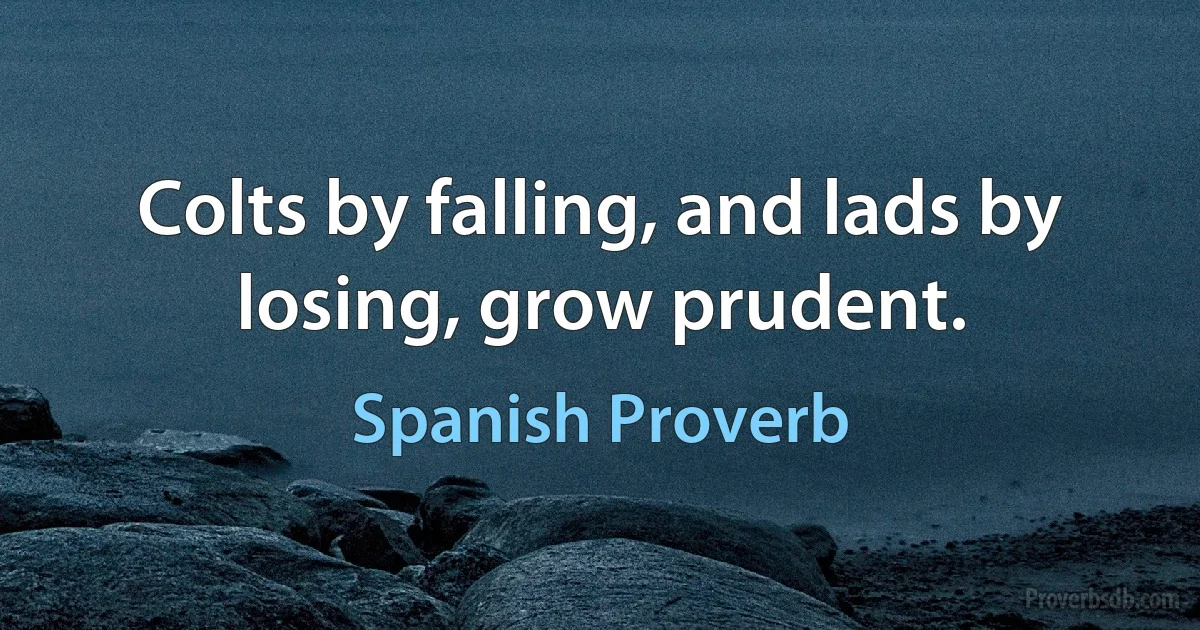 Colts by falling, and lads by losing, grow prudent. (Spanish Proverb)