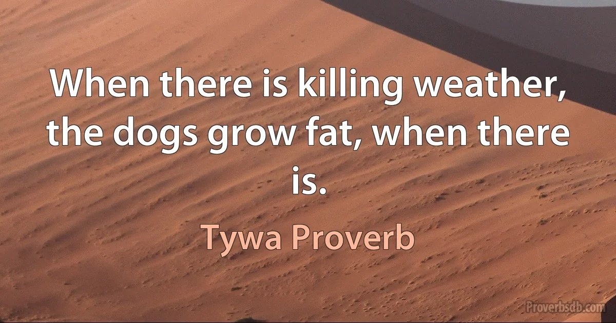 When there is killing weather, the dogs grow fat, when there is. (Tywa Proverb)