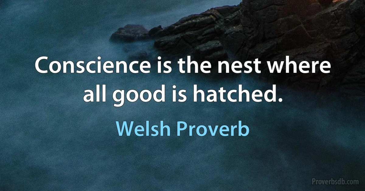 Conscience is the nest where all good is hatched. (Welsh Proverb)