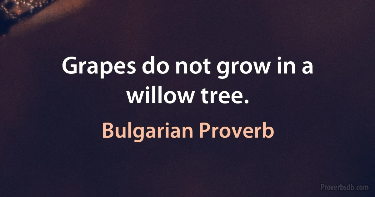 Grapes do not grow in a willow tree. (Bulgarian Proverb)