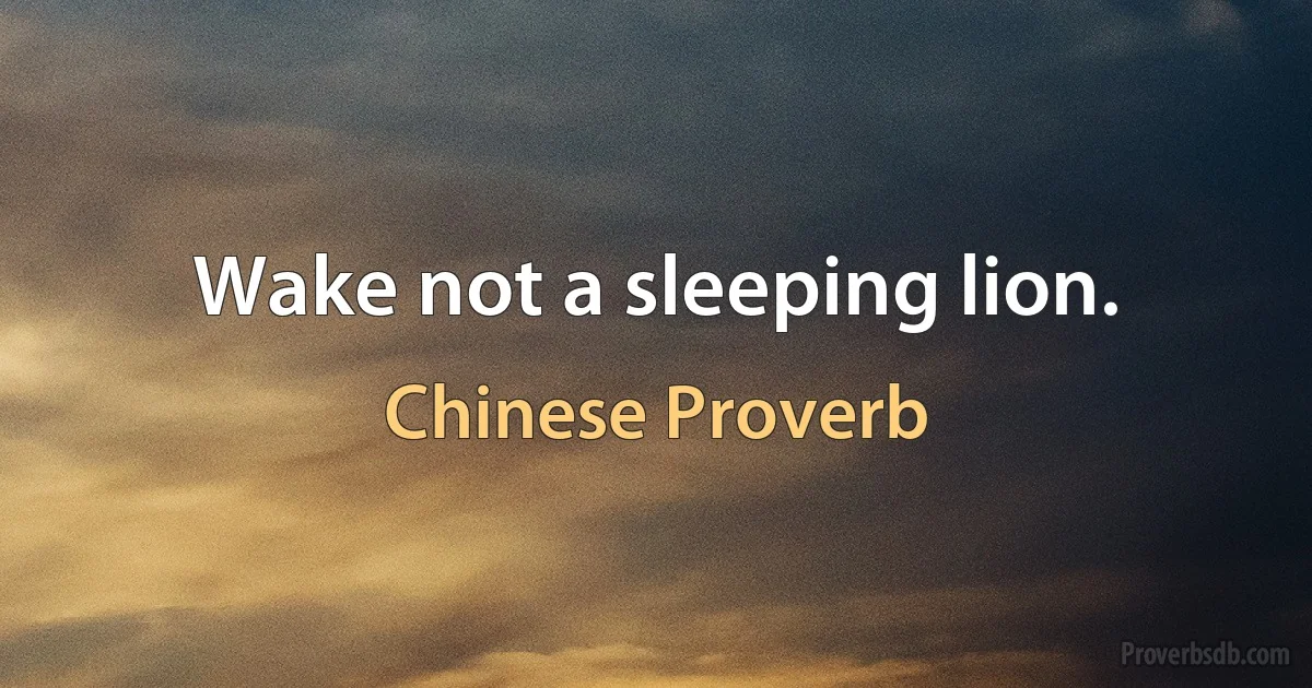 Wake not a sleeping lion. (Chinese Proverb)