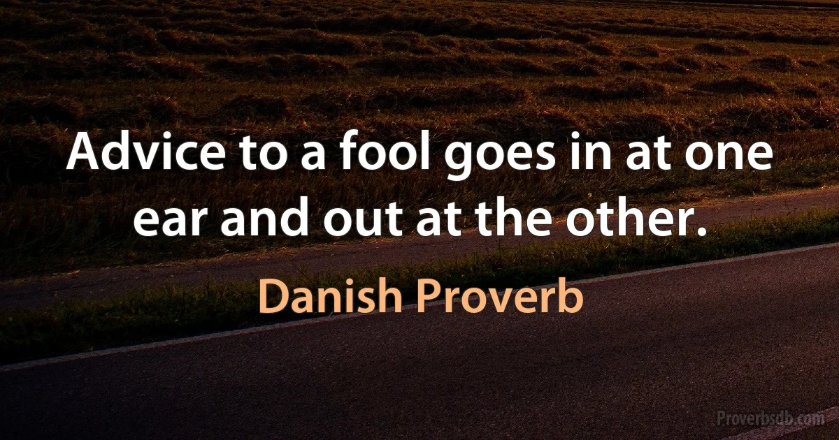 Advice to a fool goes in at one ear and out at the other. (Danish Proverb)