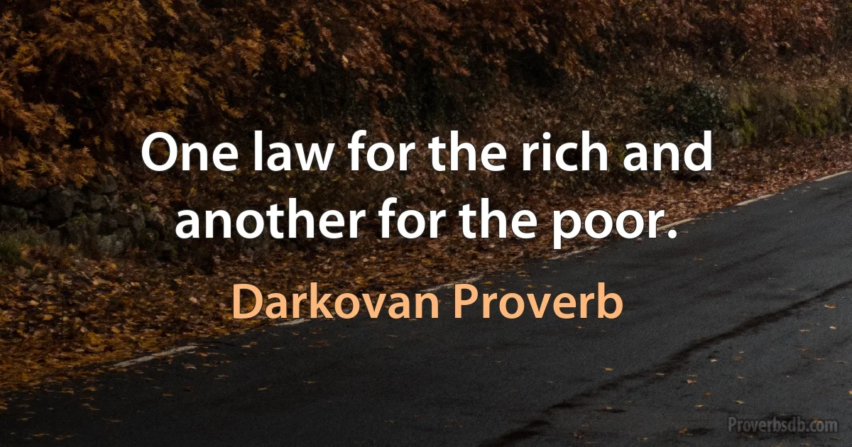 One law for the rich and another for the poor. (Darkovan Proverb)