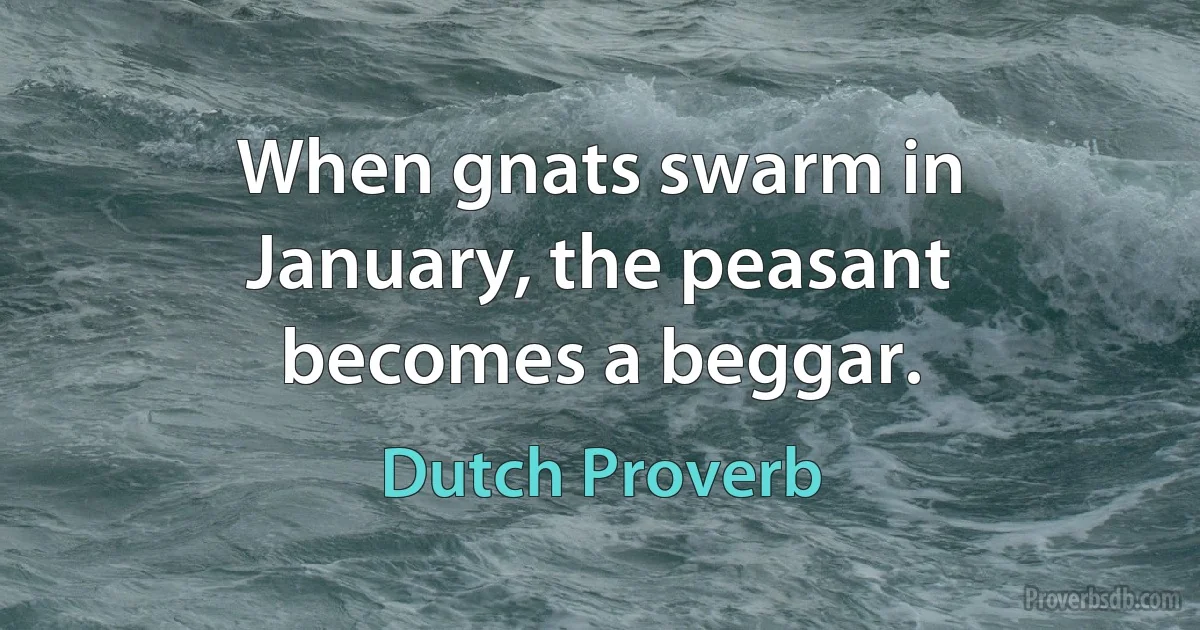 When gnats swarm in January, the peasant becomes a beggar. (Dutch Proverb)