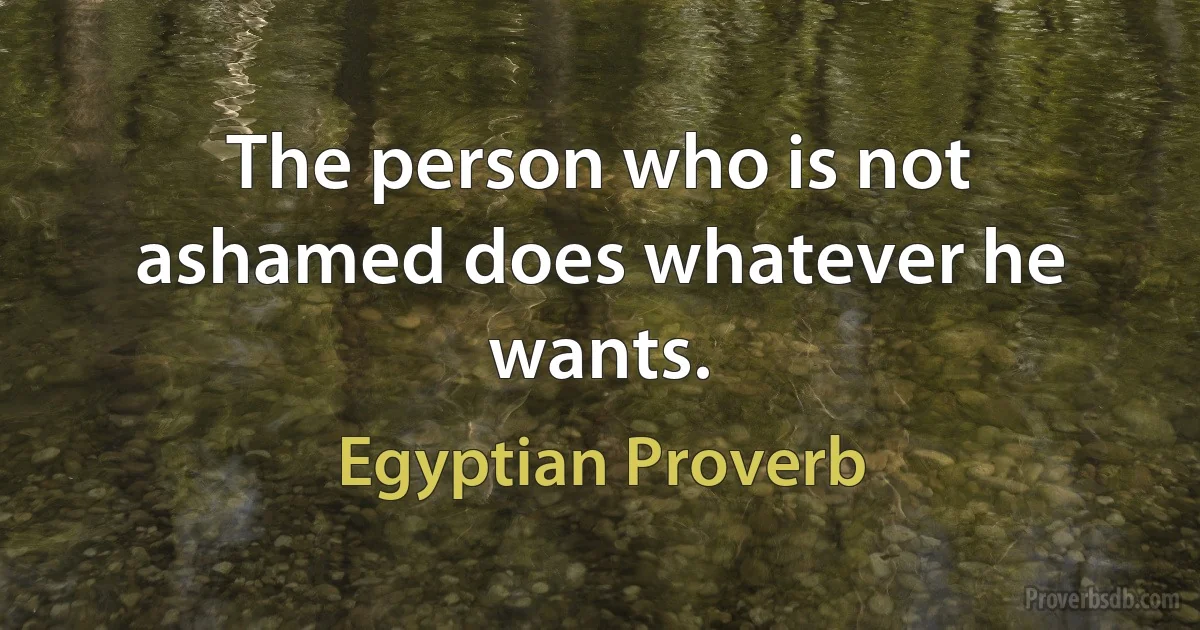 The person who is not ashamed does whatever he wants. (Egyptian Proverb)