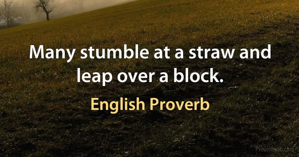 Many stumble at a straw and leap over a block. (English Proverb)