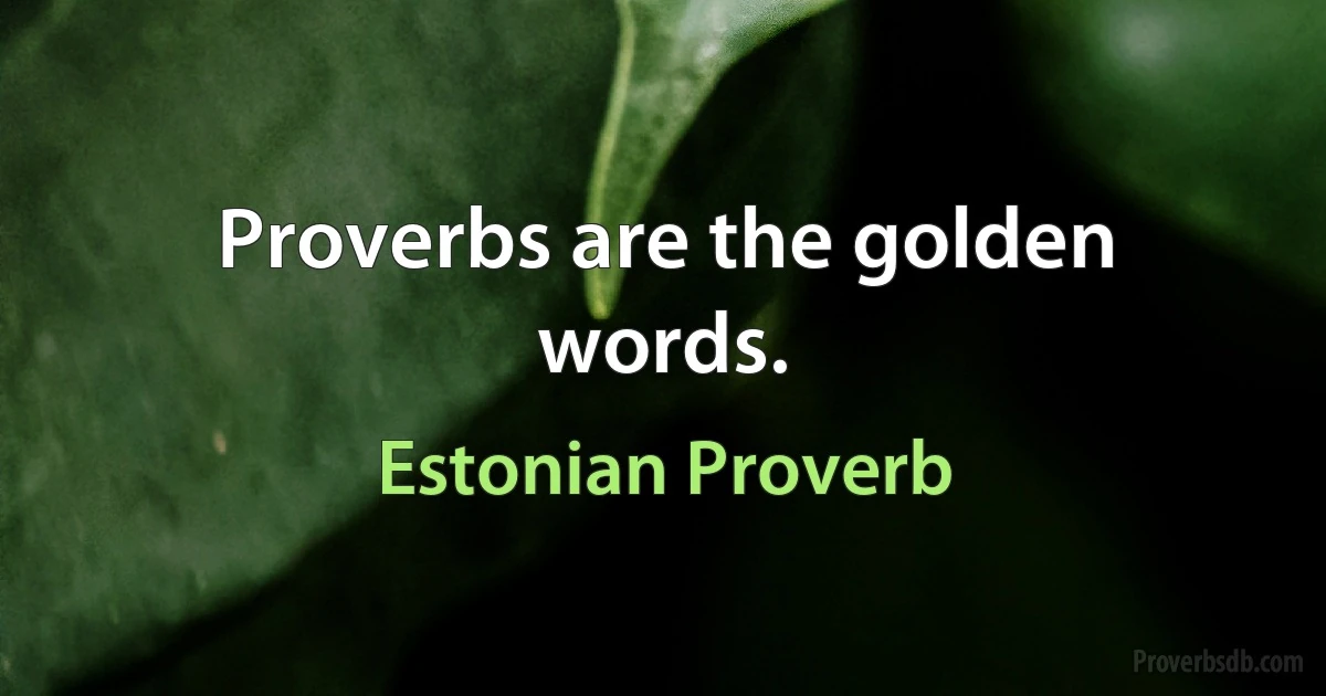 Proverbs are the golden words. (Estonian Proverb)