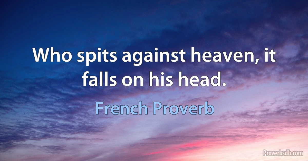 Who spits against heaven, it falls on his head. (French Proverb)