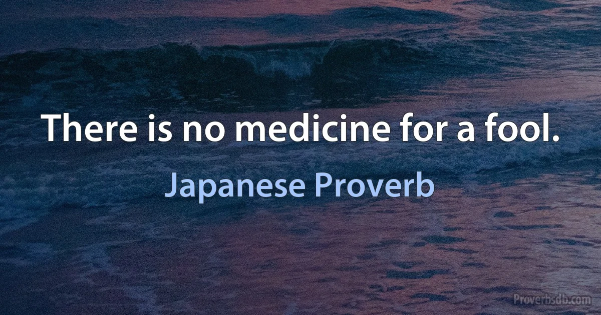 There is no medicine for a fool. (Japanese Proverb)