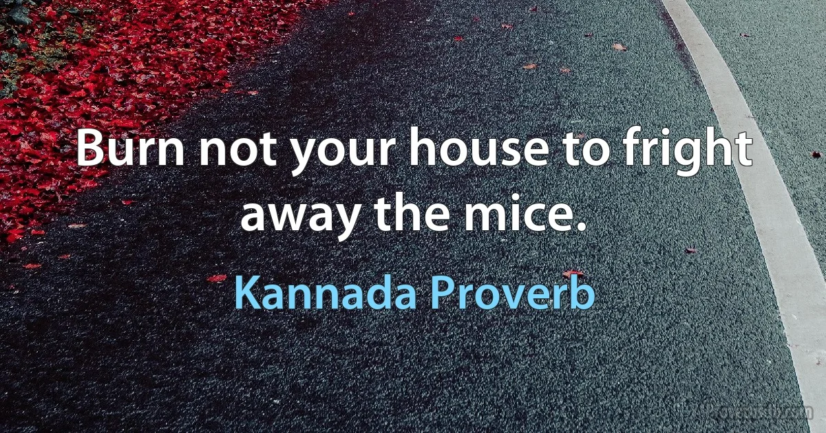 Burn not your house to fright away the mice. (Kannada Proverb)