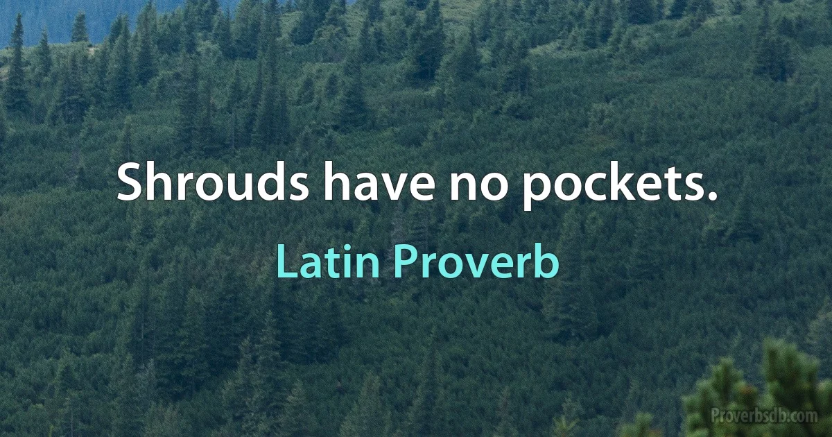 Shrouds have no pockets. (Latin Proverb)