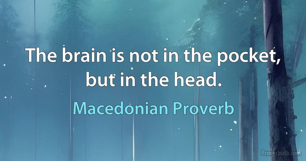 The brain is not in the pocket, but in the head. (Macedonian Proverb)