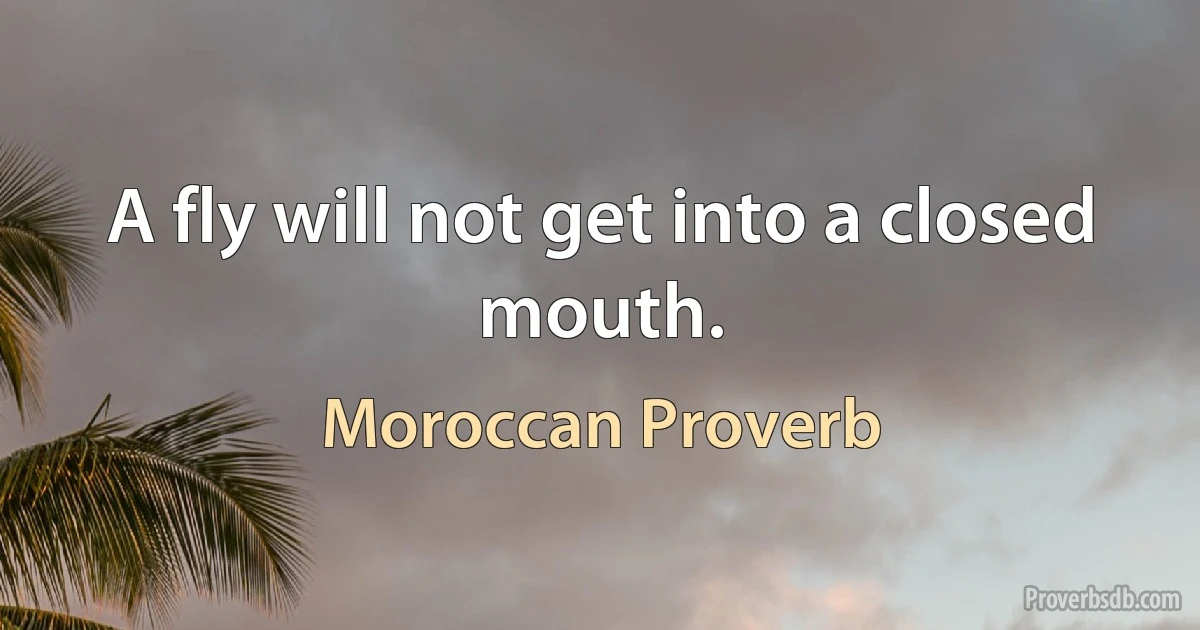 A fly will not get into a closed mouth. (Moroccan Proverb)