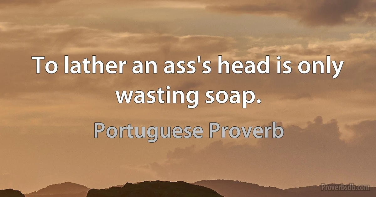 To lather an ass's head is only wasting soap. (Portuguese Proverb)