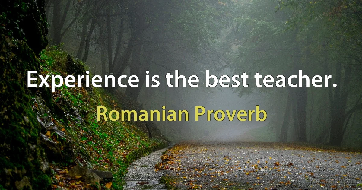 Experience is the best teacher. (Romanian Proverb)