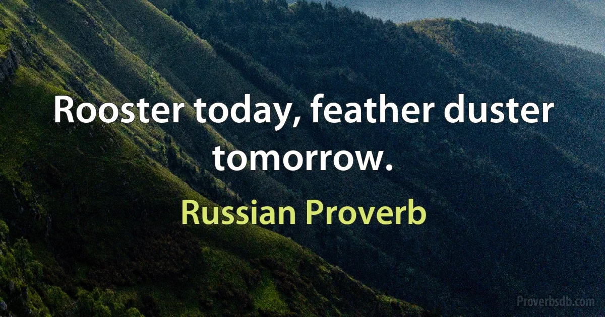 Rooster today, feather duster tomorrow. (Russian Proverb)