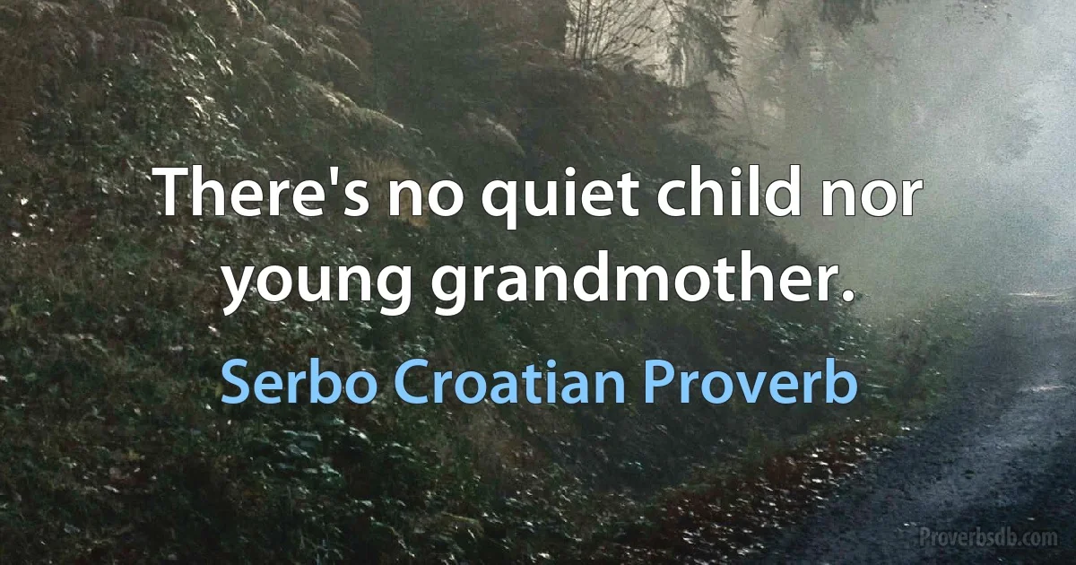 There's no quiet child nor young grandmother. (Serbo Croatian Proverb)