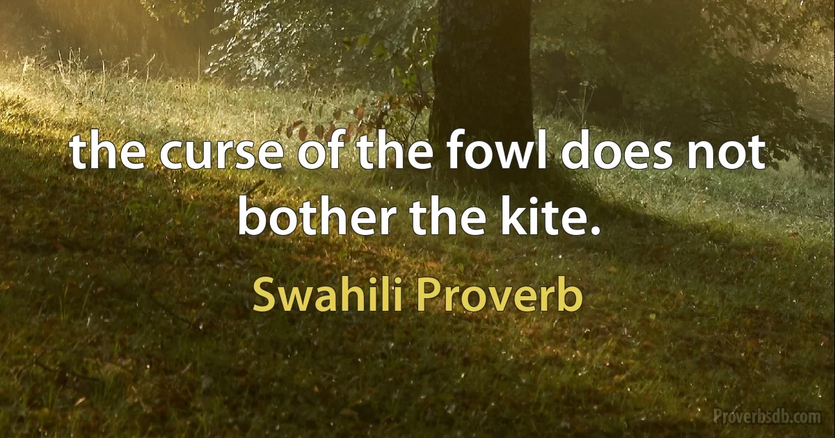 the curse of the fowl does not bother the kite. (Swahili Proverb)