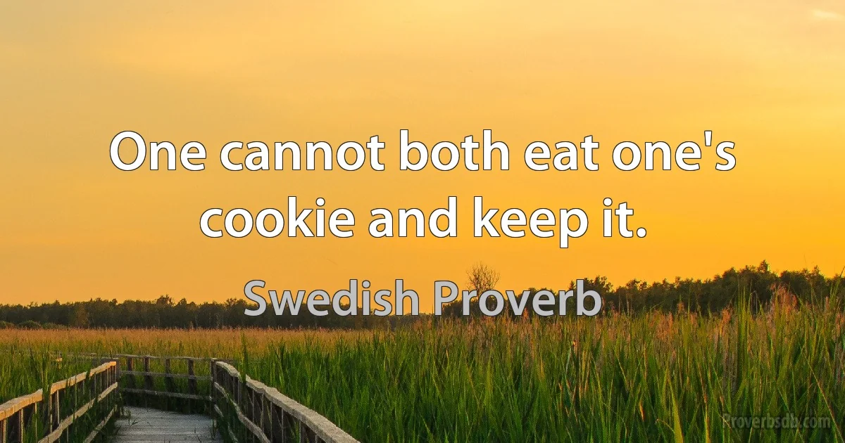 One cannot both eat one's cookie and keep it. (Swedish Proverb)