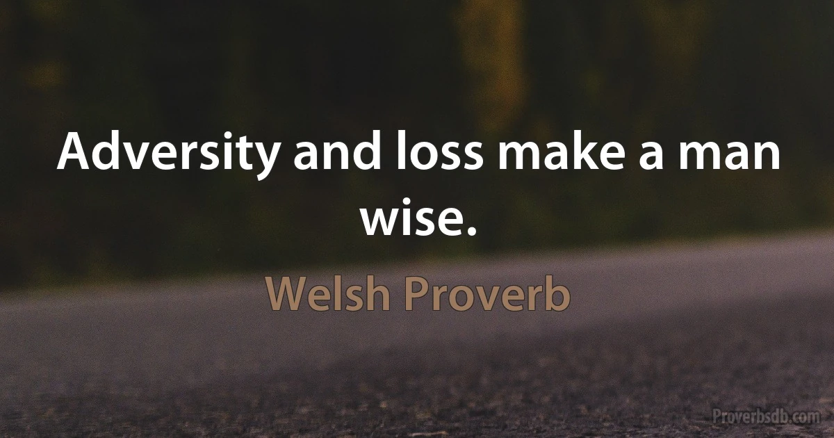 Adversity and loss make a man wise. (Welsh Proverb)