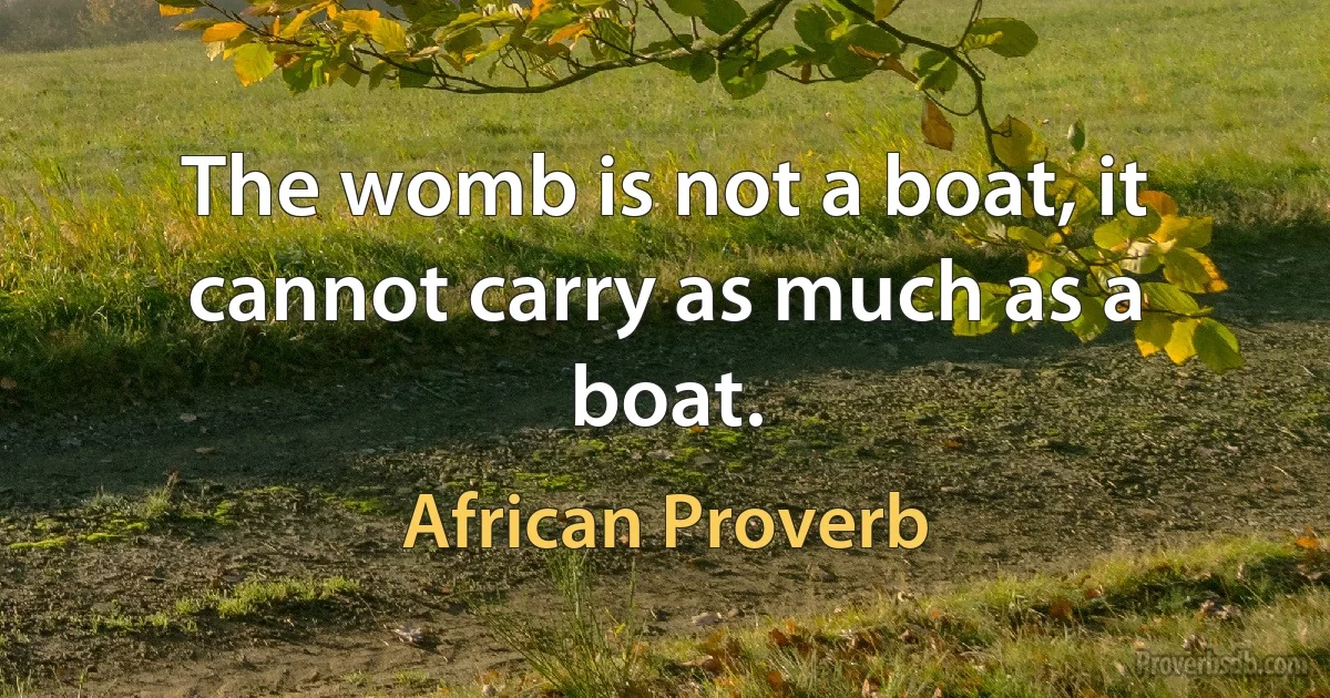 The womb is not a boat, it cannot carry as much as a boat. (African Proverb)