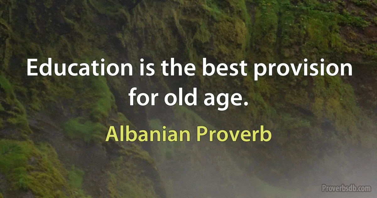 Education is the best provision for old age. (Albanian Proverb)