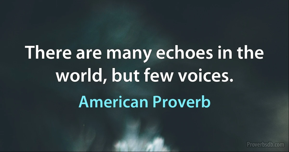 There are many echoes in the world, but few voices. (American Proverb)