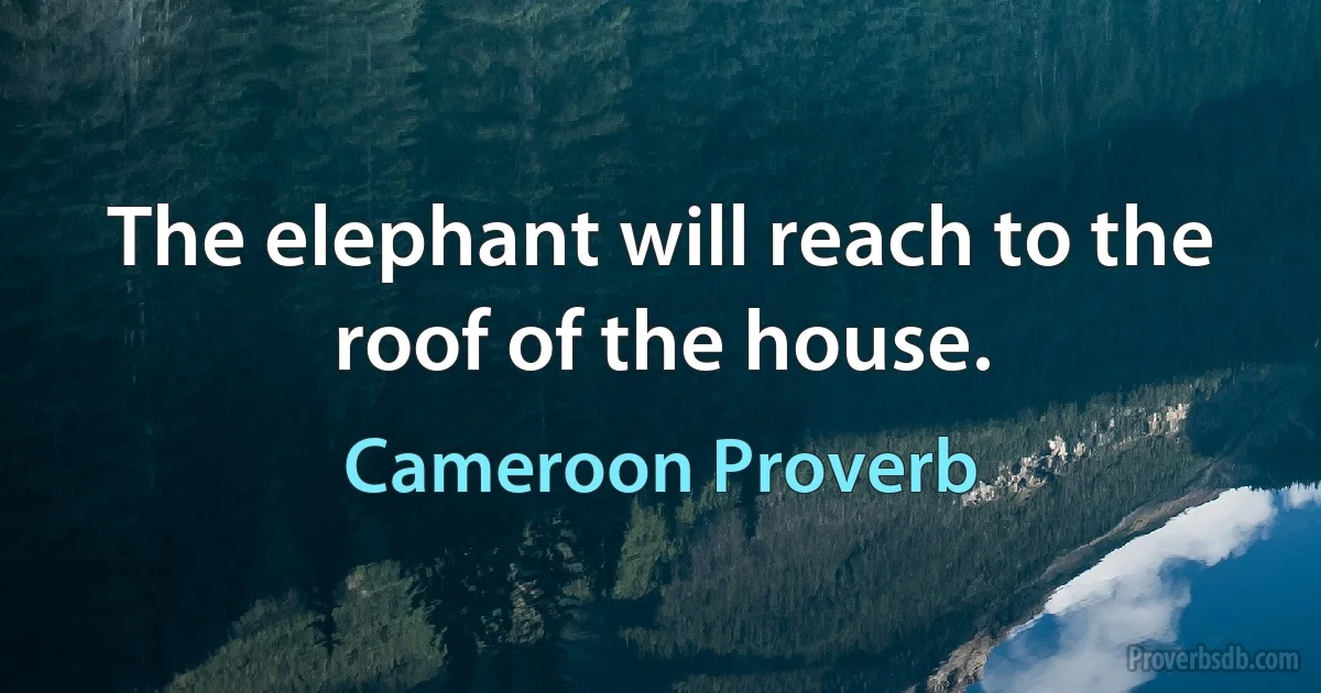 The elephant will reach to the roof of the house. (Cameroon Proverb)