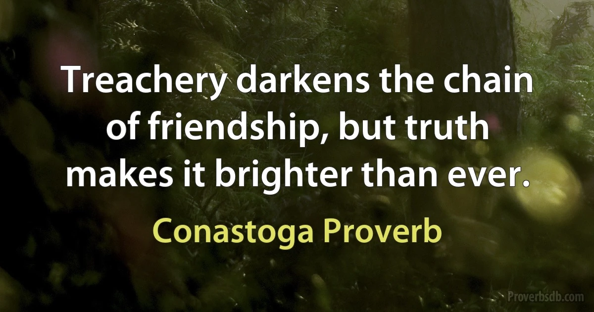 Treachery darkens the chain of friendship, but truth makes it brighter than ever. (Conastoga Proverb)