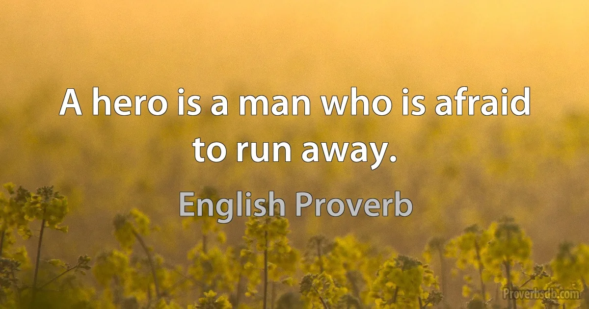 A hero is a man who is afraid to run away. (English Proverb)