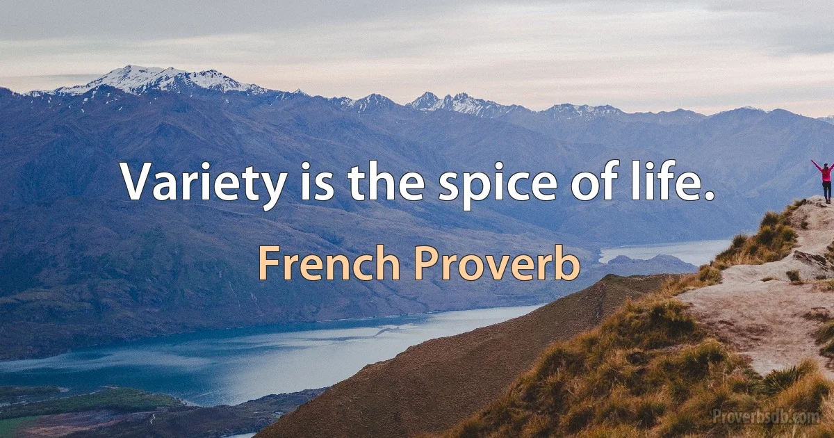 Variety is the spice of life. (French Proverb)