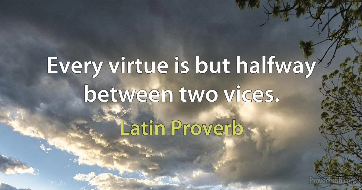 Every virtue is but halfway between two vices. (Latin Proverb)