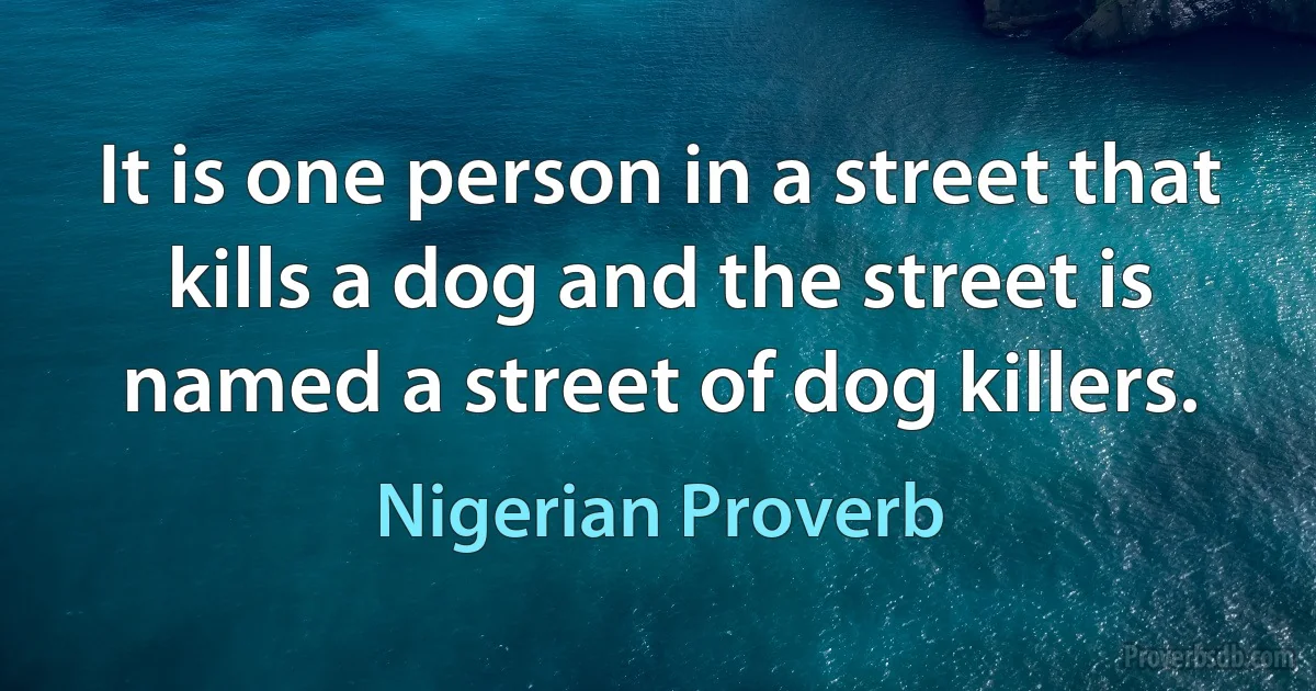 It is one person in a street that kills a dog and the street is named a street of dog killers. (Nigerian Proverb)