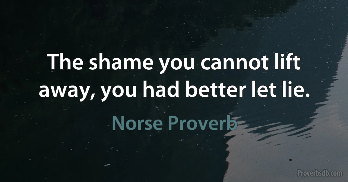 The shame you cannot lift away, you had better let lie. (Norse Proverb)